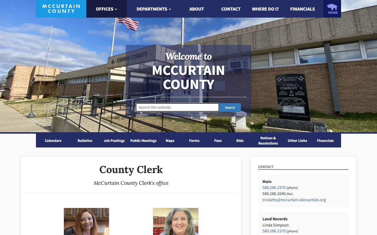 McCurtain County County Clerk land records office page