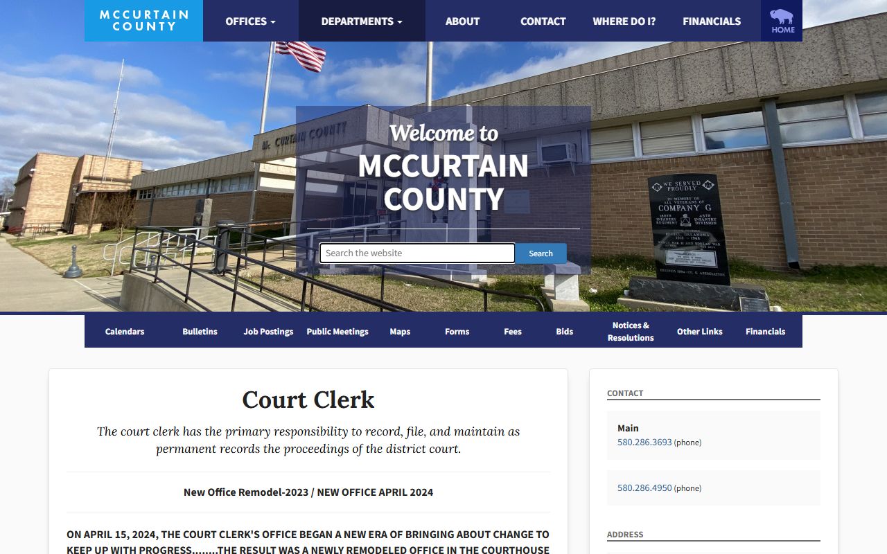 McCurtain County Court Clerk remodeled office record counter