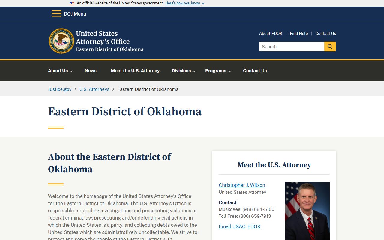McCurtain County federal arrest and charge records, U.S. Attorney Eastern District of Oklahoma