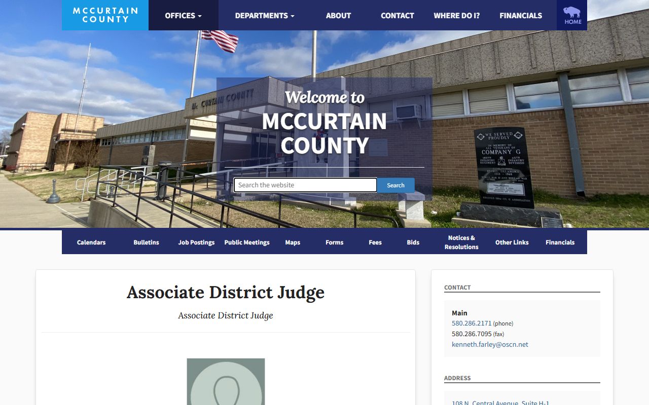 McCurtain County court dockets Associate District Judge office page
