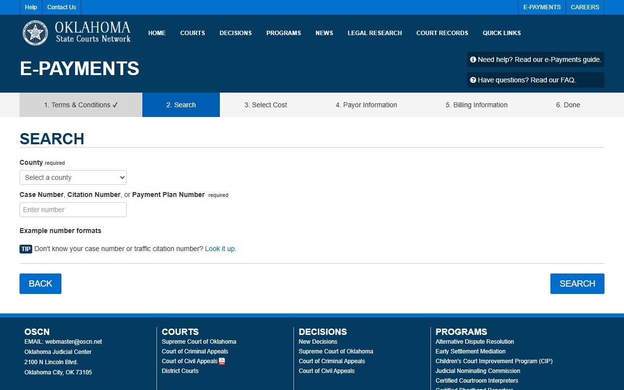 McCurtain County court dockets OSCN e-payments portal