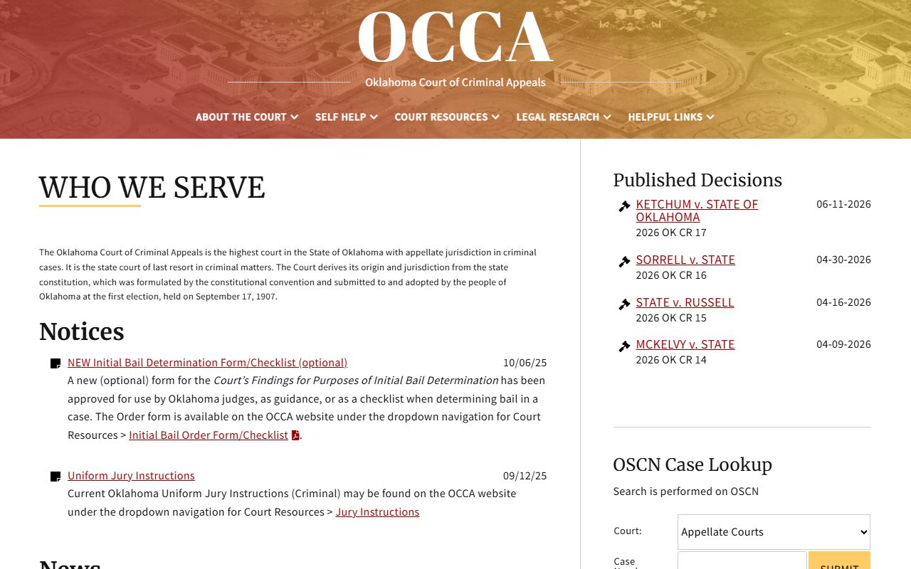 Oklahoma Court of Criminal Appeals and McCurtain County court records
