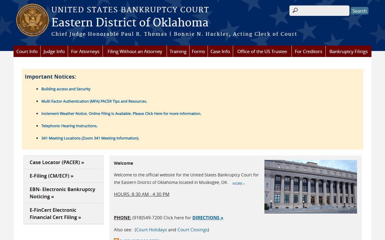 McCurtain County District Court Eastern District bankruptcy court