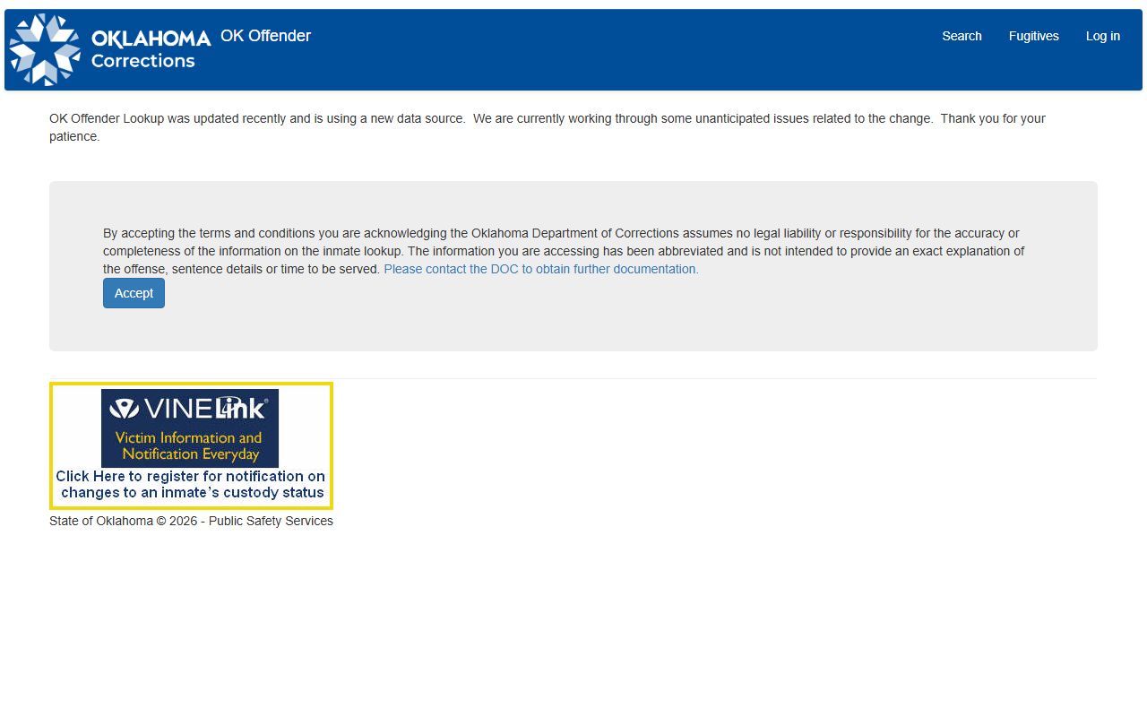 McCurtain County inmate search through the Oklahoma DOC offender lookup