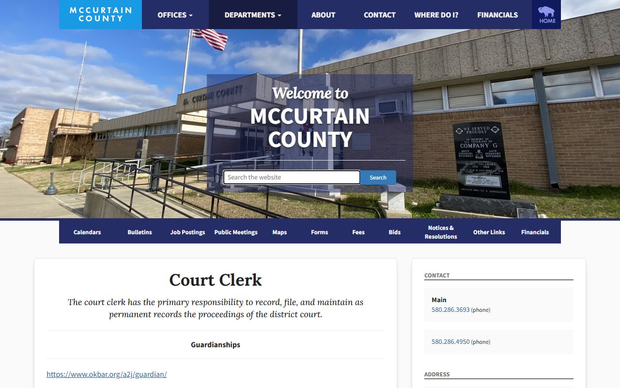 McCurtain County probate records guardianship filing information
