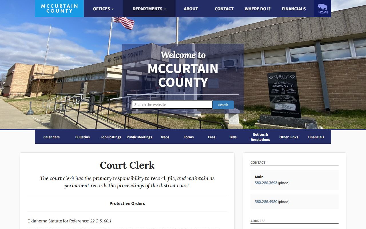 McCurtain County warrant and protective order service information