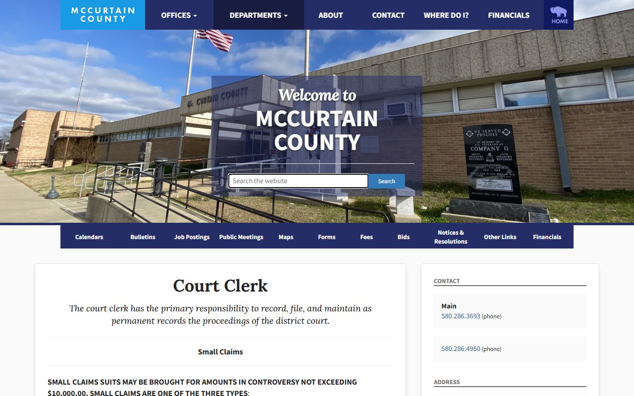 McCurtain County warrant and small claims sheriff service records